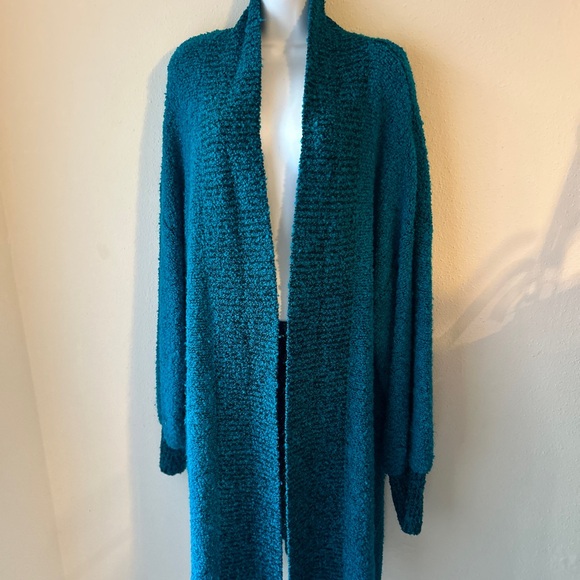 FOCAL POINT LONG SWEATER JACKET TURQUOISE 3X - Picture 3 of 4